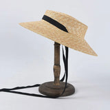 Daiiibabyyy  Fashion Women Summer Hat Wide Brim Beach Hat Ribbon Tie Wheat Straw Hat Outdoorsman Boater Hat Sun Protective Panama