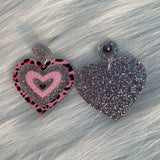 Daiiibabyyy  Y2k Accessories Pink Leopard Print Shiny Peach Heart Dangle Earrings for Women Egirl Aesthetic Harajuku Kawaii 2000s Earrings