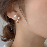 Daiiibabyyy Gold Color Light Luxury Pearl Stud Earrings for Woman Jewelry Party Girl's Accessories Gift Dropshipping Wholesale