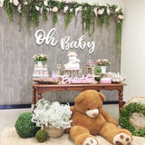 Daiiibabyyy Oh Baby Wooden Wall Sticker Baby Shower Decorations Boy Girl Babyshower 1st Birthday Party Backdrop Christening Wedding Supplies