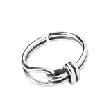 Daiiibabyyy 925 Sterling Silver Rings INS Fashion Hip Hop Vintage Couples Hollow Lines Punk Thai Silver Party Adjustable  Jewelry