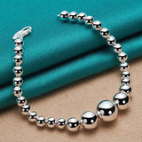 Daiiibabyyy 925 Sterling Silver Smooth Bead Ball Chain Bracelet For Women Fashion Charm Wedding Engagement Jewelry Wholesale