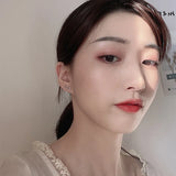 Daiiibabyyy 925 Sterling Silver Authentic Spring Leaf Leaves Clear CZ Zircon Stud Earrings for Women Fashion Earrings Jewelry Gift