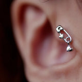 Daiiibabyyy 925 Stamp Silver Color Mini Heart Tassel Earrings for Women Girl Gift Student Pin Love Jewelry Dropship