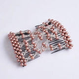 Daiiibabyyy  DIY Women Elastic Magic Hair Combs Vintage Hair Clip Claw Bun Maker Tools Hairstyle Fashion Pearl Beads Hairdo Hair Accessories