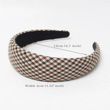 Wide Retro Hair Bands for Women Headwear Check Fabric Headbands Bezel for Girls Lattice Hairband Lady Hair Accessories