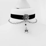 DAIIIBABYYY  -  Punk Black Velvet Spiderweb Choker Spooky Hanging Spider Chain Necklace Webs Halloween Gothic Jewelry Creativity Women Gift