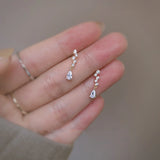 Daiiibabyyy Water Drop Crystal Earrings Micro-inlaid Zircon Small Sparkling Crystal Earrings Women Fashion Party Jewelry Accesso