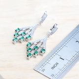 Daiiibabyyy Fine 925 Silver Ladies Jewelry Sets Green Zircon Bridal Earrings Rings Bracelets Pendant Necklace Set Wedding Jewelry For Women