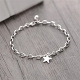 Daiiibabyyy 925 Sterling Silver Vintage Star Pendant Chain Bracelet For Women Girls Temperament  Trendy Jewelry New