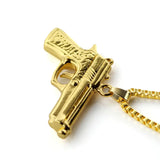 DAIIIBABYYY  -  Wholesale Fashion Mens Boys Necklaces Hand Pistol Gun Pendant Necklace Men Biker Black Gold-color Hip Hop Colar Jewelry