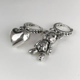 Daiiibabyyy Women Prevent Allergy Silver Color Hoop Earrings Vintage Accessories Little Bear LOVE Heart Asymmetric Party Jewelry