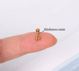 DAIIIBABYYY  -  1pcs New Style Stainless Steel Ear Piercing Cz Stud Earrings Snake Moon Round Ball Arc Cartilage Helix Conch Screw Back Earring