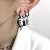 Daiiibabyyy Gothic Cubic Zirconia Cross Drop Dangle Hoop Earrings for Women Men Stainless Steel Hiphop Punk Cool Hoop Earrings Jewelry Gift