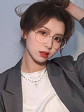 DAIIIBABYYY  -  Punk Stainless Steel Heart Pendant Necklace for Women Kpop Steel Ball Lock Key Chain Necklace Gothic Jewelry Gift