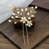 DAIIIBABYYY  - 1pc Bridal Hairpins Wedding Pearl Flower Crystal Bridesmaid Hair Pins metal gift women girl Hairdressing Hair Accessories