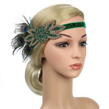 Daiiibabyyy  1920s Peacock Feather Headpiece Flapper Accessories Women Art Deco 20s Great Gatsby Showgirl Headband Costume Party Hairband
