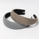 Wide Retro Hair Bands for Women Headwear Check Fabric Headbands Bezel for Girls Lattice Hairband Lady Hair Accessories