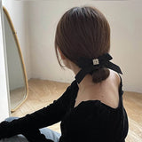 DAIIIBABYYY  -  All-match Hepburn black ~ hairpin French Korean Dongdaemun hairpin headdress ins wild bow with diamond hair accessories