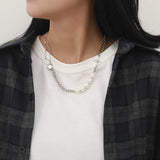 DAIIIBABYYY  -  Punk Stainless Steel Heart Pendant Necklace for Women Kpop Steel Ball Lock Key Chain Necklace Gothic Jewelry Gift