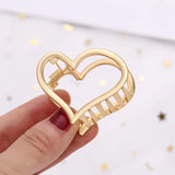 DAIIIBABYYY  - 1Pcs Simple Geometric Hollow Small Hair Claw For Women Girls Clamps Hair Crab Metal Hair Clip Claw Accessories Headwear