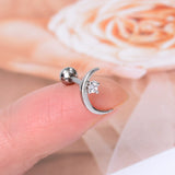DAIIIBABYYY  -  1pcs New Style Stainless Steel Ear Piercing Cz Stud Earrings Snake Moon Round Ball Arc Cartilage Helix Conch Screw Back Earring