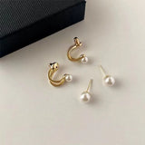 Daiiibabyyy Gold Color Light Luxury Pearl Stud Earrings for Woman Jewelry Party Girl's Accessories Gift Dropshipping Wholesale