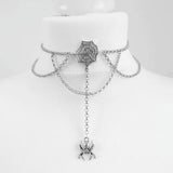 DAIIIBABYYY  -  Punk Black Velvet Spiderweb Choker Spooky Hanging Spider Chain Necklace Webs Halloween Gothic Jewelry Creativity Women Gift