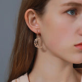 Daiiibabyyy Black Gold Color Sun Moon Drop Earrings for Women Girl Asymmetric Star Short Party Jewelry Dropshipping