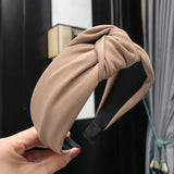 DAIIIBABYYY  -  Cross-border European and American hot style PU imitation leather knotted headband Fashion twisted wide-brimmed headband