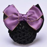 DAIIIBABYYYY  -  New Floral Lace Satin Bow Hair Net Barrette Bank Staff Flight Attendant Nurses Satin Hair Clip Net Snood Women Hair Accessories