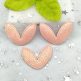 Daiiibabyyy 30pcs/lot 28*36mm Mixed Padded Shiny/Glittered Rabbit ear Shape Appliques For Kid DIY Patch And Baby Headwere Accessorie