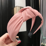 DAIIIBABYYY  -  Cross-border European and American hot style PU imitation leather knotted headband Fashion twisted wide-brimmed headband