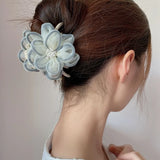 Daiiibabyyy Flower lace back head grabbing hair accessories net red French 2021 new pearl hairpin female ins head jewelry Hair Claws