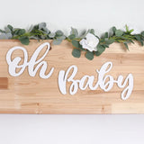 Daiiibabyyy Oh Baby Wooden Wall Sticker Baby Shower Decorations Boy Girl Babyshower 1st Birthday Party Backdrop Christening Wedding Supplies