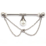 DAIIIBABYYY  -  1PC Surgical Steel Industrial Piercing Barbell 14G Dragon Claw Pearl Pendant Helix Piercing Cartilage Earring 38mm Body Jewelry