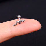 DAIIIBABYYY  -  1pcs New Style Stainless Steel Ear Piercing Cz Stud Earrings Snake Moon Round Ball Arc Cartilage Helix Conch Screw Back Earring