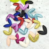 Daiiibabyyy 30pcs/lot 28*36mm Mixed Padded Shiny/Glittered Rabbit ear Shape Appliques For Kid DIY Patch And Baby Headwere Accessorie