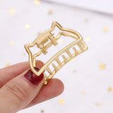DAIIIBABYYY  - 1Pcs Simple Geometric Hollow Small Hair Claw For Women Girls Clamps Hair Crab Metal Hair Clip Claw Accessories Headwear