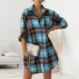 Daiiibabyyy Long Shirt Dress Women Blouse Oversized Button Plaid Shirt Flannel Shirt for Women Casual Fashion Tops Blouse 2024