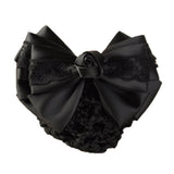 DAIIIBABYYYY  -  New Floral Lace Satin Bow Hair Net Barrette Bank Staff Flight Attendant Nurses Satin Hair Clip Net Snood Women Hair Accessories