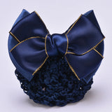 DAIIIBABYYYY  -  New Floral Lace Satin Bow Hair Net Barrette Bank Staff Flight Attendant Nurses Satin Hair Clip Net Snood Women Hair Accessories