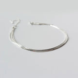 Daiiibabyyy 925 Sterling Silver Fashion Small Fresh Multi-layer Snake Bone Anklet Temperament Women Fine Jewelry Accessories