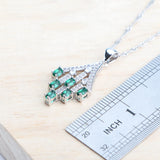 Daiiibabyyy Fine 925 Silver Ladies Jewelry Sets Green Zircon Bridal Earrings Rings Bracelets Pendant Necklace Set Wedding Jewelry For Women