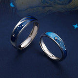 Daiiibabyyy  New Couple Rings Starry Night Van Gogh Never Fade Couple Rings Sun Moon Women Man Lovers Romantic Promise Art Ring