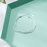 Daiiibabyyy 925 Sterling Silver Fashion Small Fresh Multi-layer Snake Bone Anklet Temperament Women Fine Jewelry Accessories