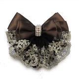 DAIIIBABYYYY  -  New Floral Lace Satin Bow Hair Net Barrette Bank Staff Flight Attendant Nurses Satin Hair Clip Net Snood Women Hair Accessories