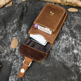DAIIIBABYYY  -  Real Leather men Casual Small Waist Bag Cowhide Fashion Hook Bag Waist Belt Pack Cigarette Case 5.5" Phone Pouch
