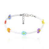 DAIIIBABYYY  -  Kpop Flower Anklet Bracelet Women  Fashion Colorful Seed Beads Chain Charm Bracelet On The Leg Boho Jewelry