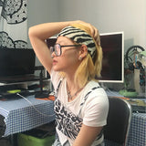 Daiiibabyyy Vintage Zebra Pattern Knitted Hair Band Street Elastic Yoga Sports Headband Narrow Wool Hair Band Unisex  Adult  Headbands